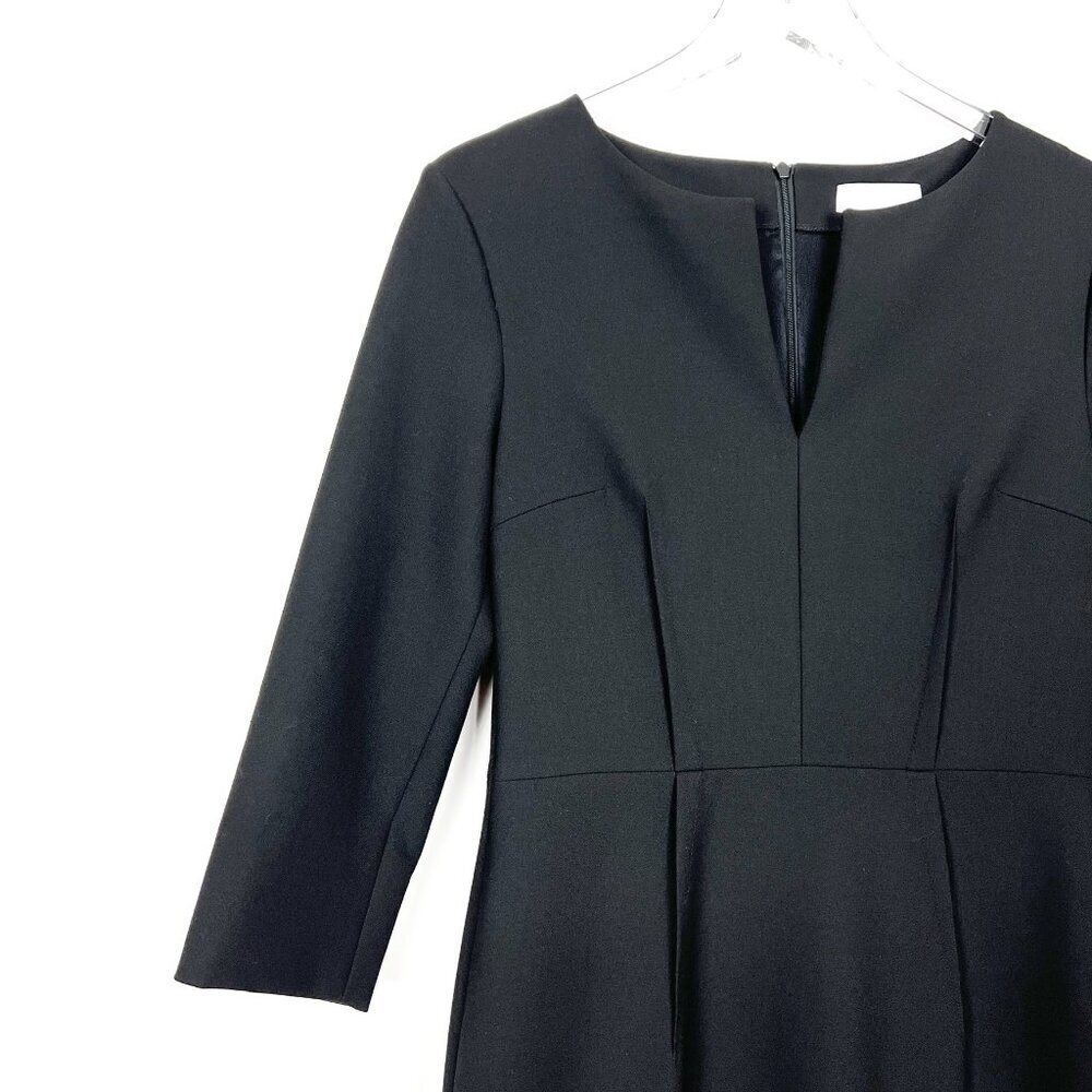 St. Emile Sheath Dress Women's Size 6 Black 3/4 Sleeves Tailored Classic LBD - Picture 2 of 16